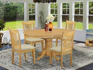 Latest Light Brown Round Dining Tables Pertaining To 5pc Avon Kitchen Dining Set Oval Pedestal Table + 4 (Photo 7 of 20)