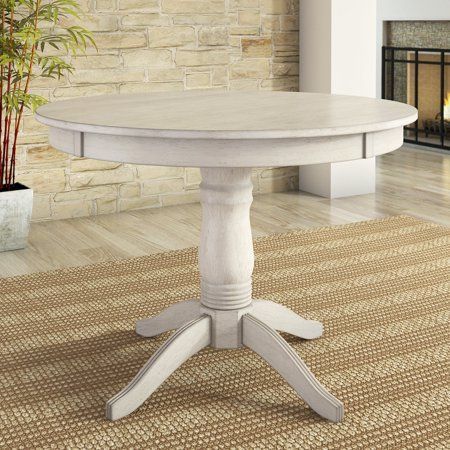 Lexington 42" Round Wood Pedestal Base Dining Table, White With Regard To Most Up To Date Reclaimed Teak And Cast Iron Round Dining Tables (View 6 of 20)