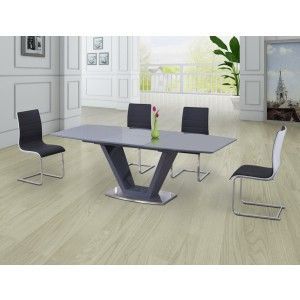 Lorgato Grey High Gloss Extending Dining Table – 160cm To Inside 2020 Glossy Gray Dining Tables (Photo 13 of 20)