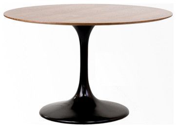 Most Current 48" Eero Saarinen Style Tulip Table With Solid Walnut Top In Dark Walnut And Black Dining Tables (View 12 of 20)