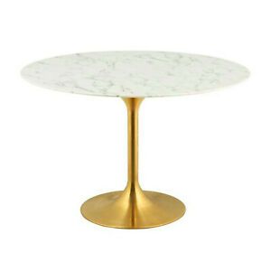 Most Current Gold Dining Tables Throughout 47" Round Tulip Table Dining Table Genuine Stone (Photo 13 of 20)