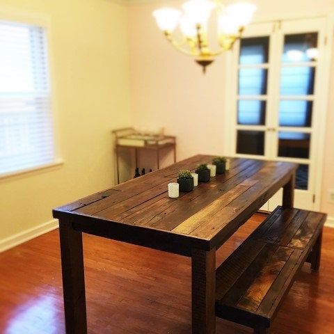 Most Current Rustic Honey Dining Tables Within Wisconsin Barnwood, Dining Table, 2 Benches, Primitive (View 8 of 20)