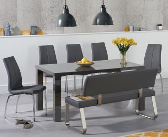 Most Popular Glossy Gray Dining Tables In Atlanta 160cm Dark Grey High Gloss Dining Table (View 5 of 20)
