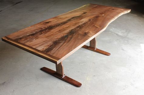 Most Recently Released Bookmatched Unsteamed Black Walnut Table With Breadboard Pertaining To Dark Walnut And Black Dining Tables (View 9 of 20)