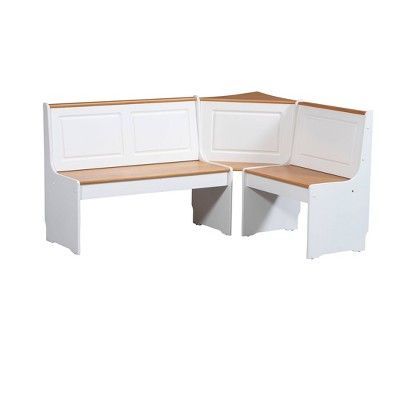 Most Recently Released White Corner Nooks Regarding Ardmoore Nook Set Wood/white/natural – Linon Home Decor (View 10 of 20)