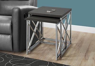 Most Up To Date Chrome Metal Dining Tables With Monarch Specialities Nesting Table – 2pcs Set / Grey With (View 13 of 20)