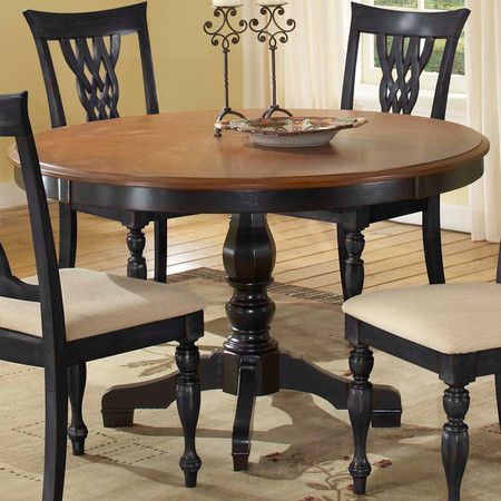 Most Up To Date Dark Oak Wood Dining Tables For Round Wood Dining Table With A Black Finished Pedestal (View 4 of 20)