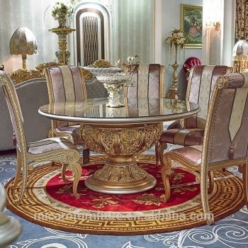 Most Up To Date Gold Dining Tables Throughout Hot Sale Antique Gold Finished Baroque Solid Wood (View 8 of 20)
