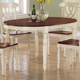 Most Up To Date Shop Monarch Specialties Antique White/walnut Oval Dining Regarding Vintage Brown 48 Inch Round Dining Tables (View 6 of 20)