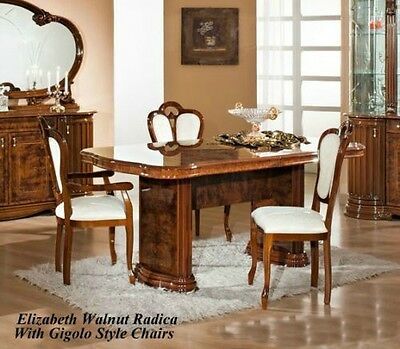Most Up To Date Walnut And White Dining Tables In Elizabeth Italian Walnut Radica Dining Table And 6 Chairs (Photo 14 of 20)