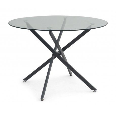 Newest Mona 110cm Grey Round Dining Table With Glass Top – Dining Within Gray Dining Tables (View 10 of 20)