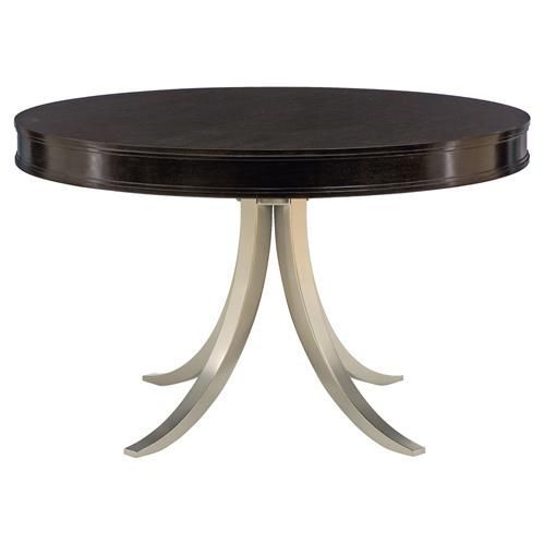 Popular Black And Walnut Dining Tables For Willa Modern Nickel Black Walnut Round Dining Table In (View 5 of 20)