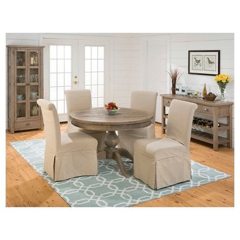 Popular Jofran Slater Mill 5 Piece Round To Oval Dining Set With In Light Brown Dining Tables (View 8 of 20)