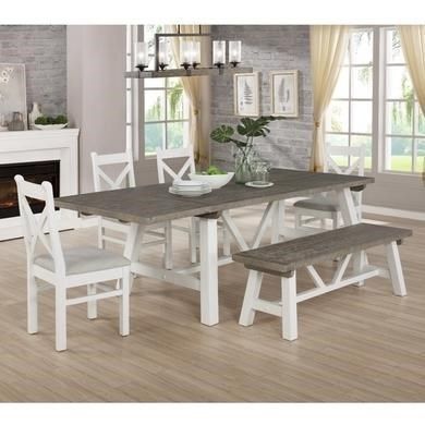 Preferred Extendable Wood Dining Table In White & Grey Wash With 4 Within White And Black Dining Tables (View 1 of 20)