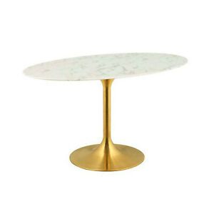 Preferred Gold Dining Tables With Regard To 54" Oval Tulip Dining Table Genuine Stone Artificial (Photo 9 of 20)