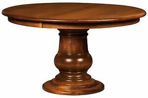 Recent Amish Round Pedestal Dining Table Solid Wood Traditional Throughout Round Pedestal Dining Tables With One Leaf (View 19 of 20)