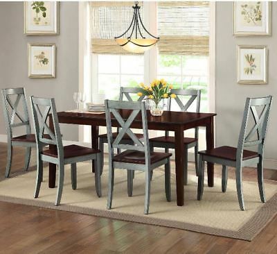 Recent Farmhouse Dining Table Set Rustic Country Kitchen 7 Piece For Brown Dining Tables (Photo 4 of 20)