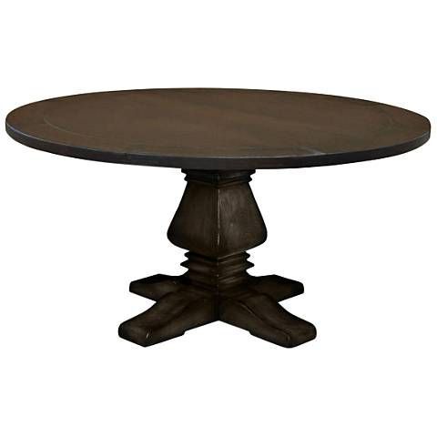 Reclaimed Teak And Cast Iron Round Dining Tables In Famous Toscana Small Round Walnut Wood Dining Table – #17w (View 14 of 20)