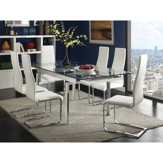 Shop Furniture Of America Maza Contemporary Silver 59 Inch Inside Latest Chrome Metal Dining Tables (View 3 of 20)