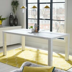 Trendy White And Black Dining Tables For Alana White High Gloss Large Fixed Top Dining Table (View 12 of 20)