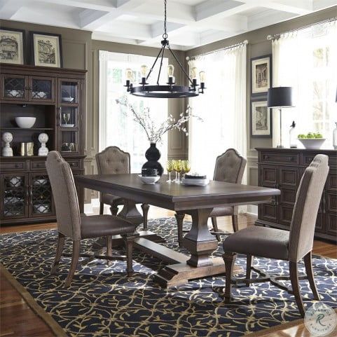 Vintage Brown Round Dining Tables Regarding Most Recent Lucca Brown Double Pedestal Dining Table From Liberty (Photo 1 of 20)