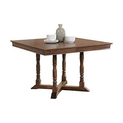 Walnut And White Dining Tables Throughout Trendy Mondovi Transitional 43" Square Pedestal Dining Table Set (Photo 13 of 20)