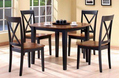 Well Known Black & Walnut Two Tone Finish 5pc Modern Dining Table Set Regarding Dark Walnut And Black Dining Tables (View 3 of 20)