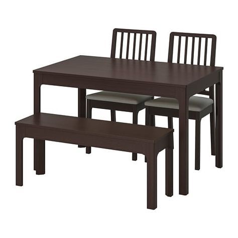 Well Known Light Brown Dining Tables In Ekedalen / Ekedalen Table With 2 Chairs And Bench – Dark (View 5 of 20)