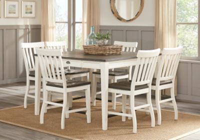 Well Liked Keston White 7 Pc Square Counter Height Dining Room Pertaining To White Counter Height Dining Tables (View 12 of 20)