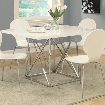 White And Black Dining Tables Intended For Well Liked White Glossy/chrome Metal 36in. X 48in (View 7 of 20)