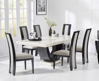 White And Black Dining Tables With Most Current Raphael 200cm Grey Pedestal Marble Dining Table (View 5 of 20)