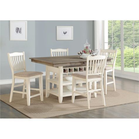White Counter Height Dining Tables Regarding Trendy Gray And White Counter Height 5 Piece Dining Set – Grace (Photo 6 of 20)