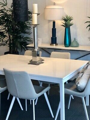 White Dining Tables Inside 2020 White Caesarstone Dining Table On White Stainless Steel (Photo 4 of 20)