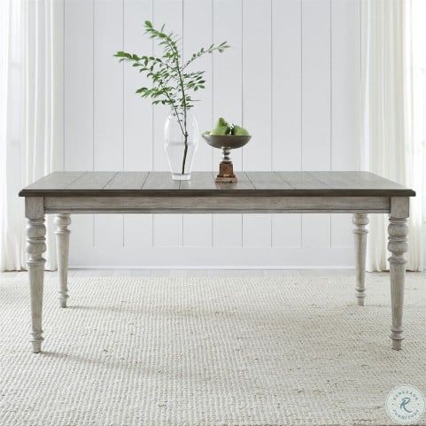 White Dining Tables Inside Famous Cottage Lane Antique White And Weathered Gray Rectangular (View 16 of 20)