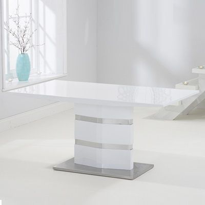 White Dining Tables Throughout Popular Stenson High Gloss White Dining Table With 6 Milan White (Photo 17 of 20)
