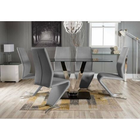 Widely Used Chrome Metal Dining Tables In Florini Black Glass And Chrome Metal Dining Table And 6 (Photo 7 of 20)