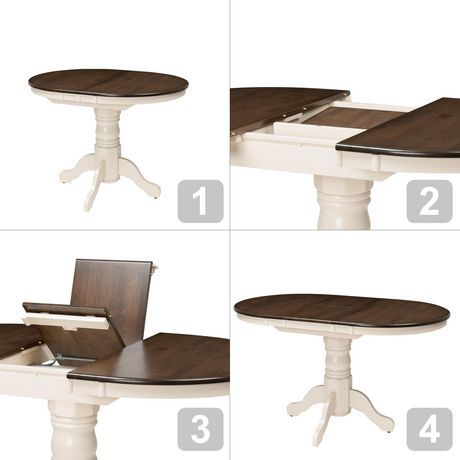 Widely Used Corliving Dillon Extending Oval Cream And Brown Wood Within Brown Dining Tables With Removable Leaves (View 8 of 20)