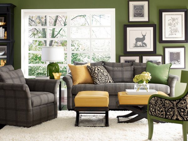 15 Lovely Grey And Green Living Rooms | Home Design Lover Regarding Yellow And Black Console Tables (Photo 8 of 20)