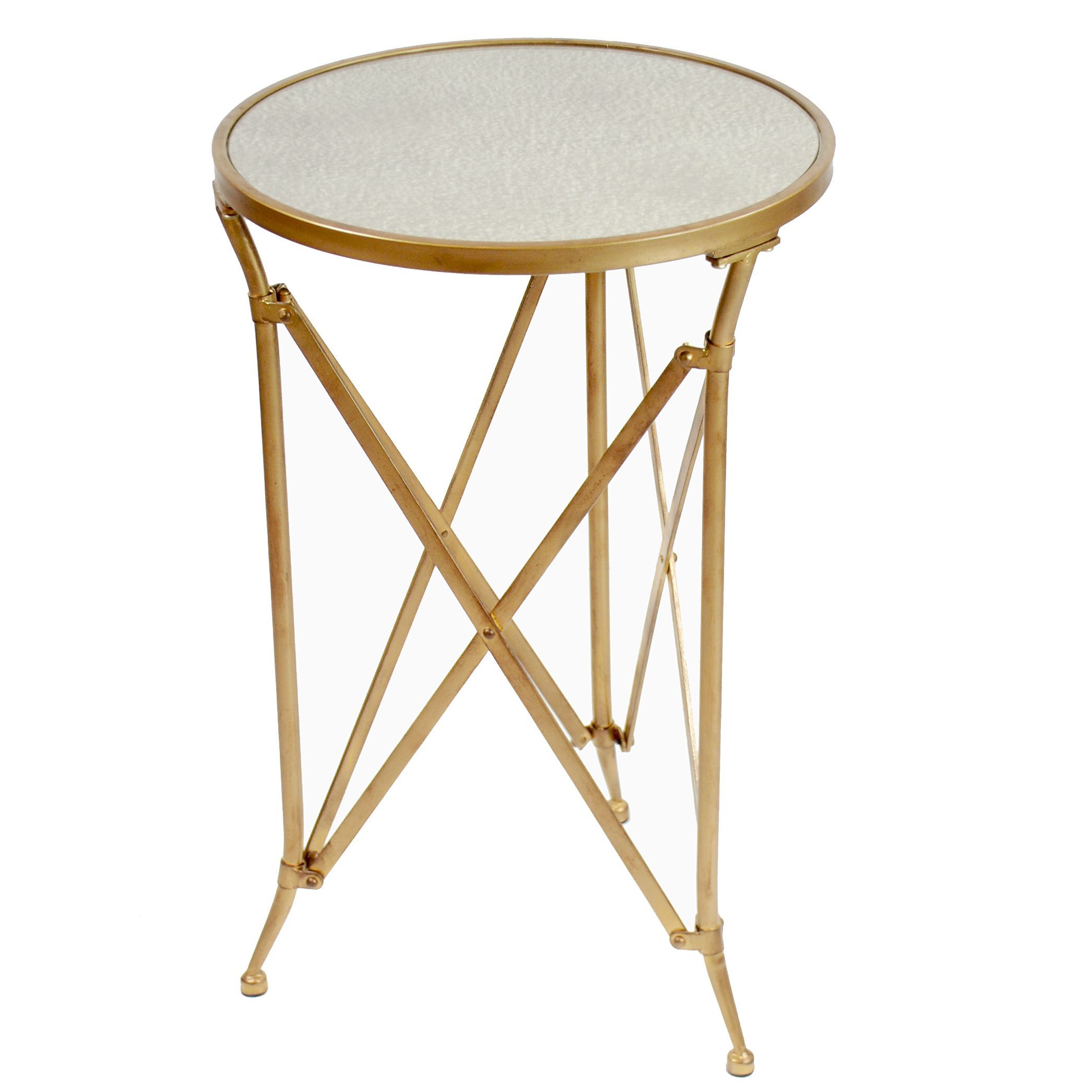 $18rround Accent Table With Antique Gold Metal Frame And Pertaining To Antique Gold And Glass Console Tables (View 7 of 20)
