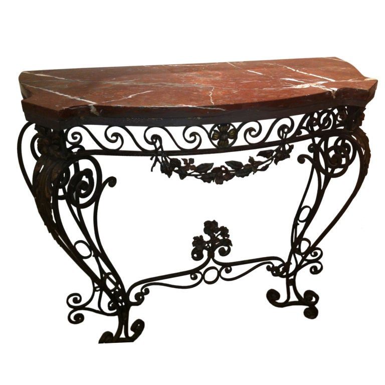 1930's Wrought Iron Console Table For Sale At 1stdibs With Black Metal Console Tables (View 4 of 20)