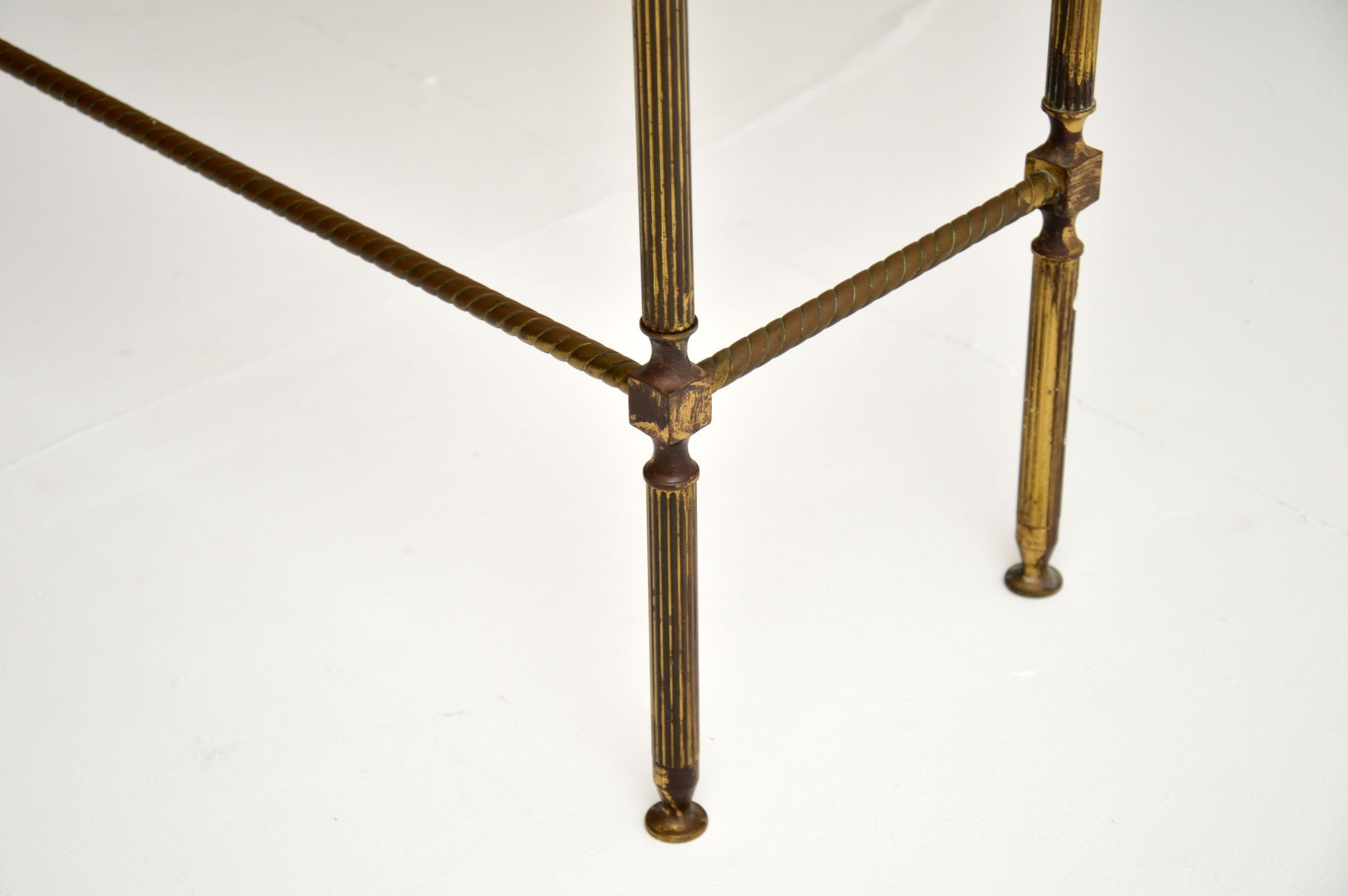 1970's Vintage Brass & Marble Console Table With Hammered Antique Brass Modern Console Tables (Photo 18 of 20)