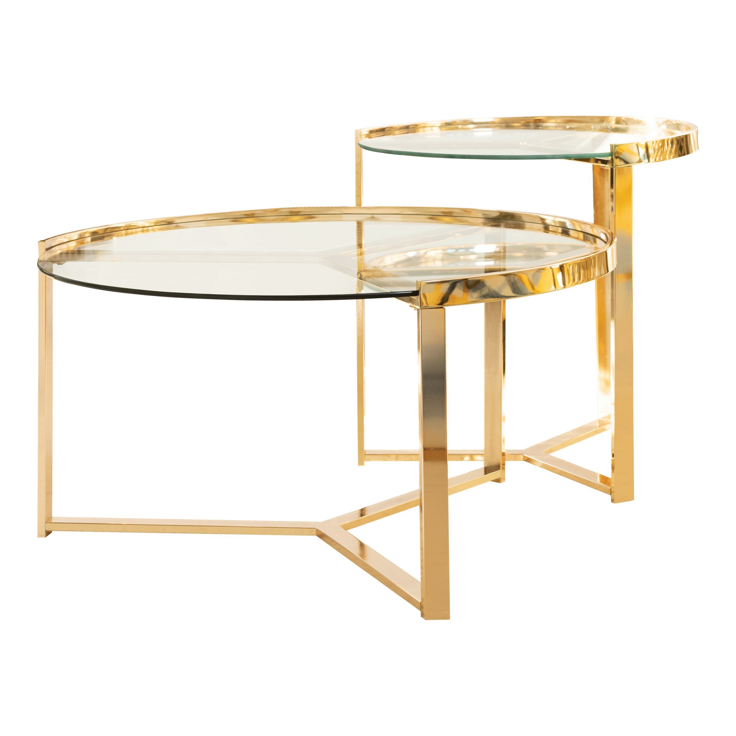 2 Piece Round Nesting Table Clear And Gold – Coaster Fine Fu Throughout Antique Gold Nesting Console Tables (Photo 15 of 20)