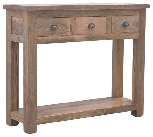3 Drawer Mango Wood Hallway Console Table – Traditional With Regard To Natural Mango Wood Console Tables (Photo 9 of 20)