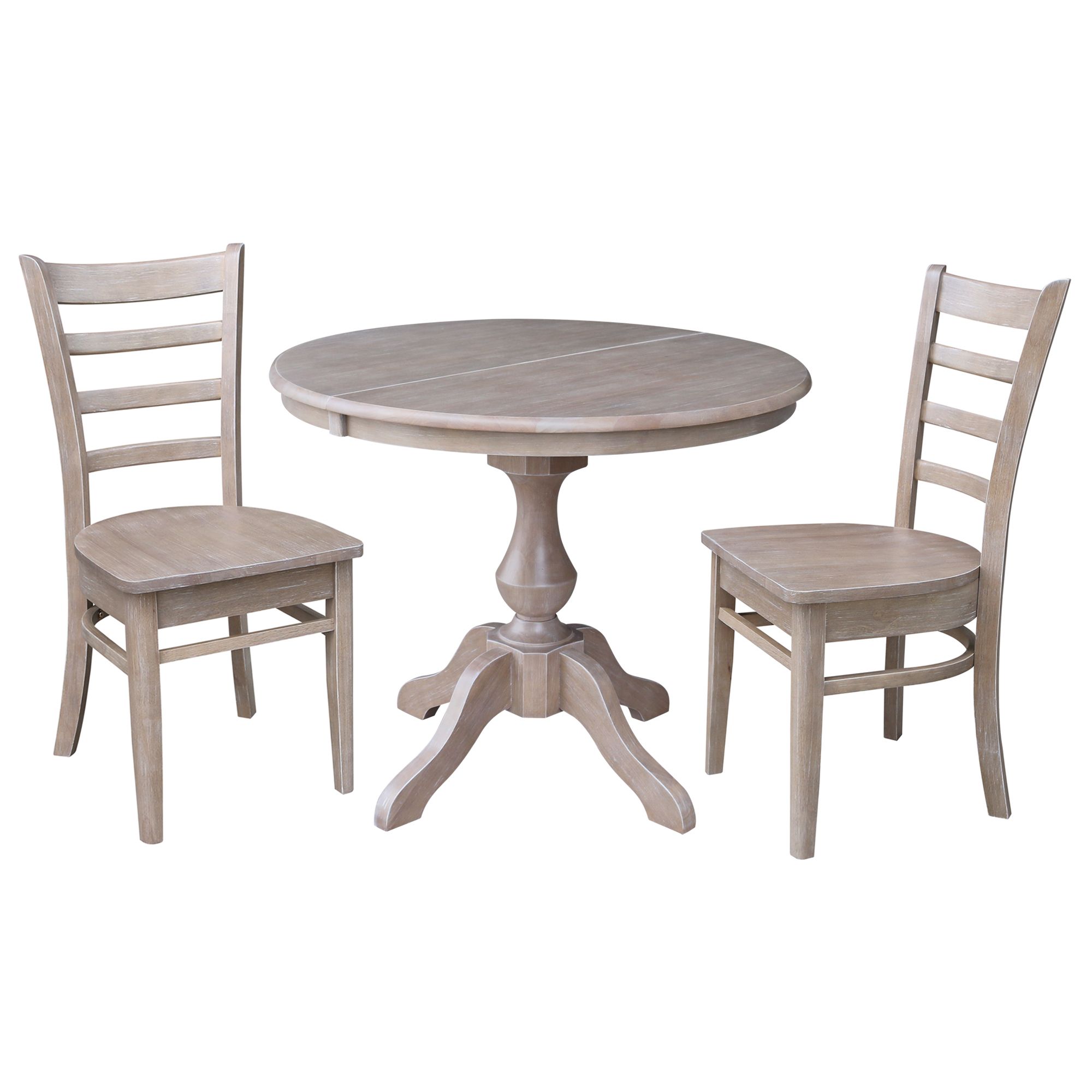 36" Round Dining Table With 12" Leaf And 2 Emily Chairs Inside Leaf Round Console Tables (View 15 of 20)