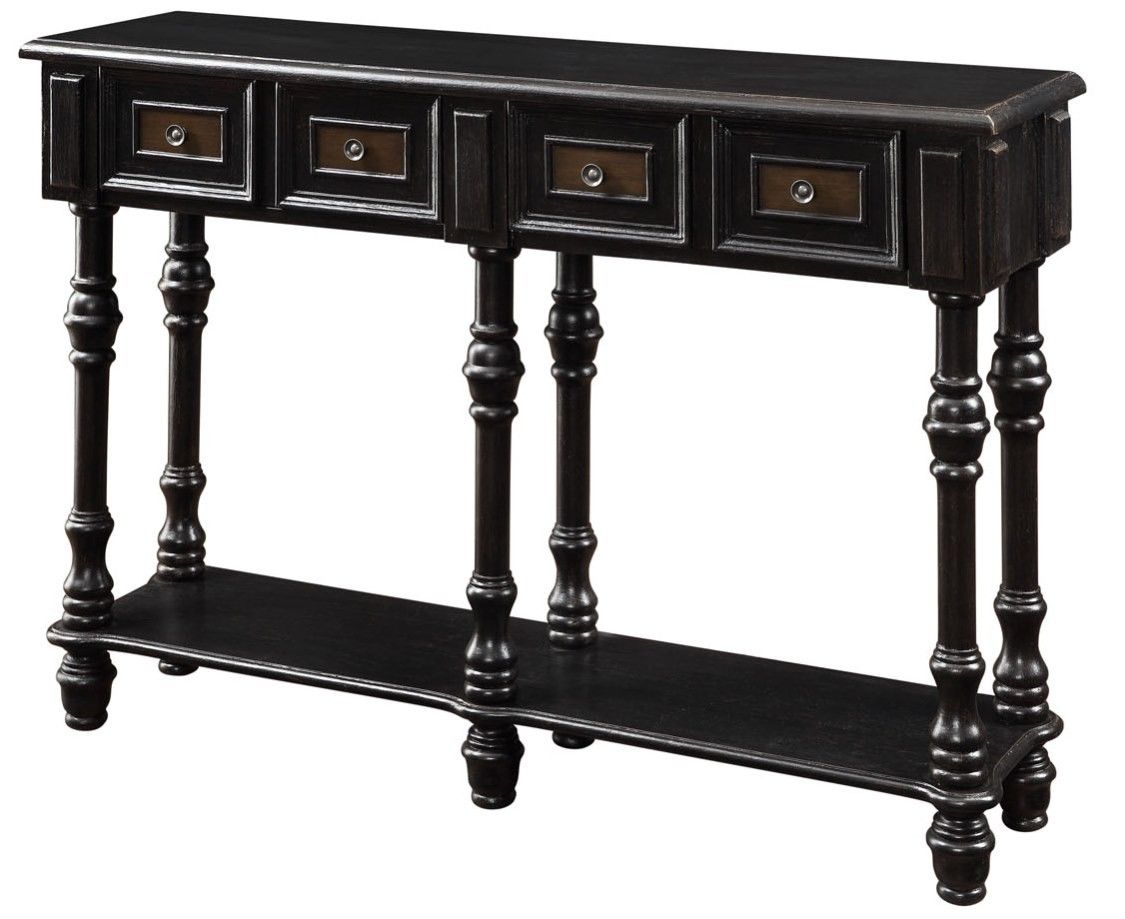3885 Antique Black 48" Traditional Console Table From Inside Aged Black Console Tables (View 5 of 20)