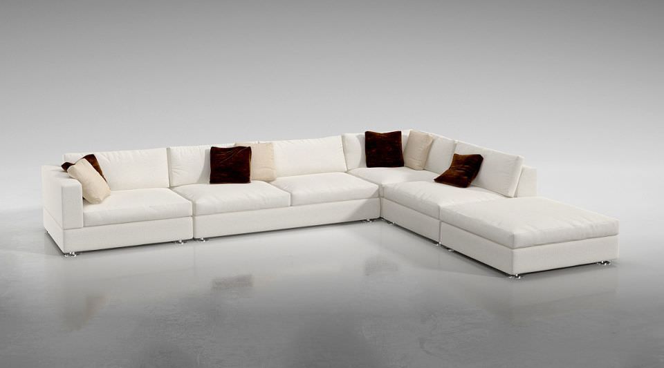 3d White L Shaped Sofa | Cgtrader With L Shaped Console Tables (Photo 8 of 20)
