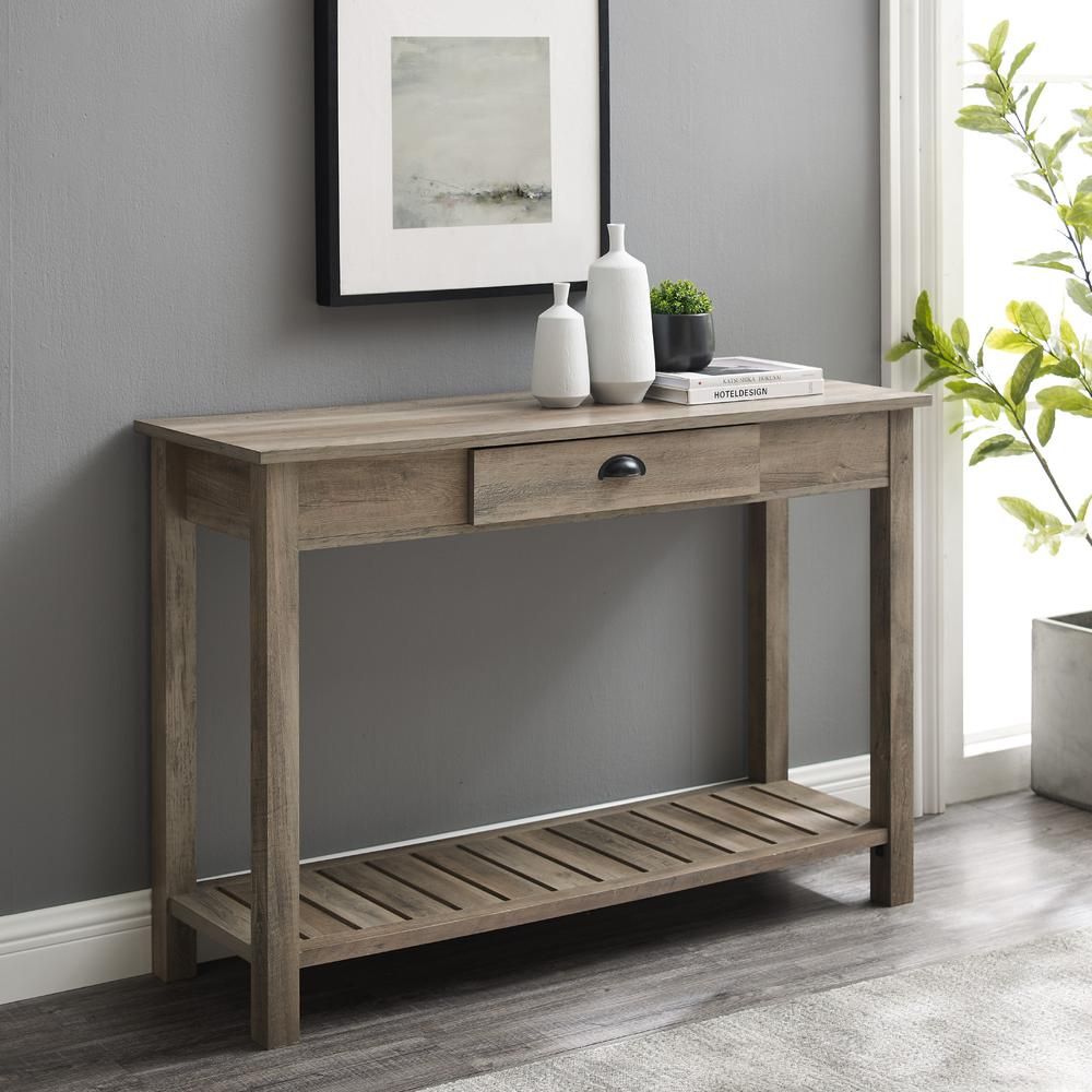 48" Country Style Entry Console Table – Gray Wash Throughout Gray And Black Console Tables (View 2 of 20)
