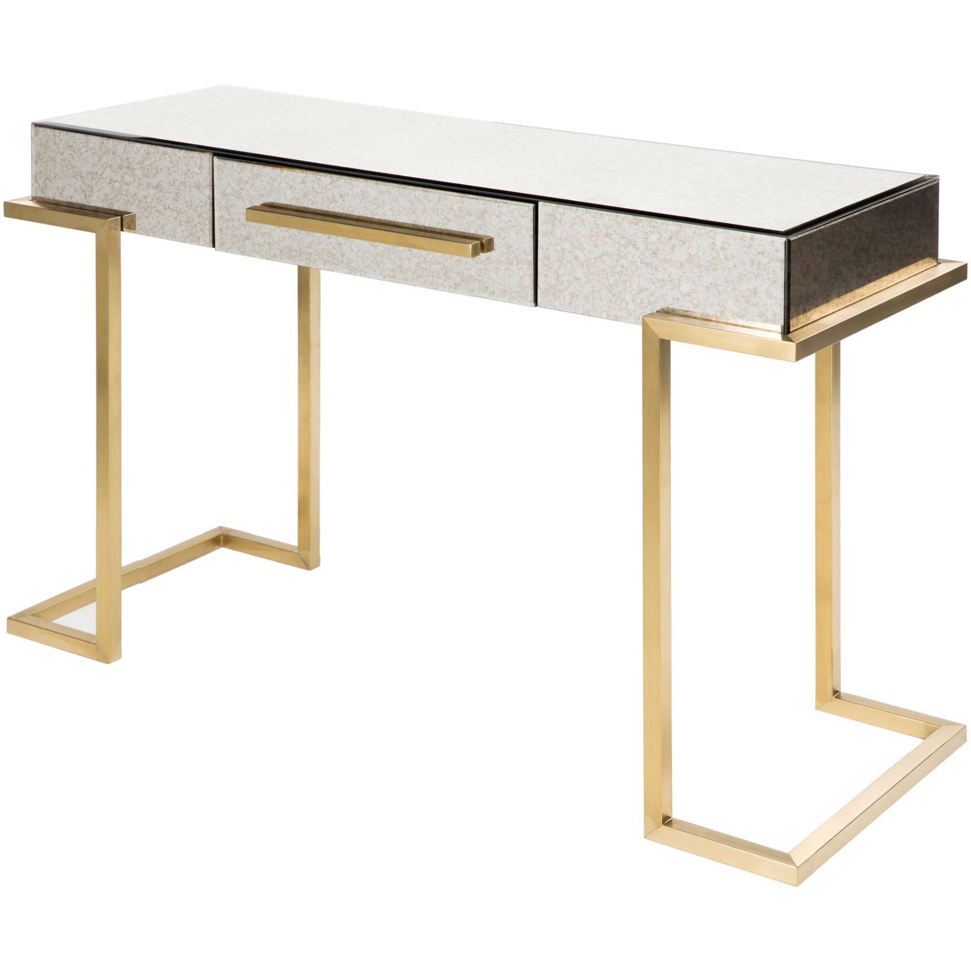 Featured Photo of Top 20 of Geometric Glass Top Gold Console Tables