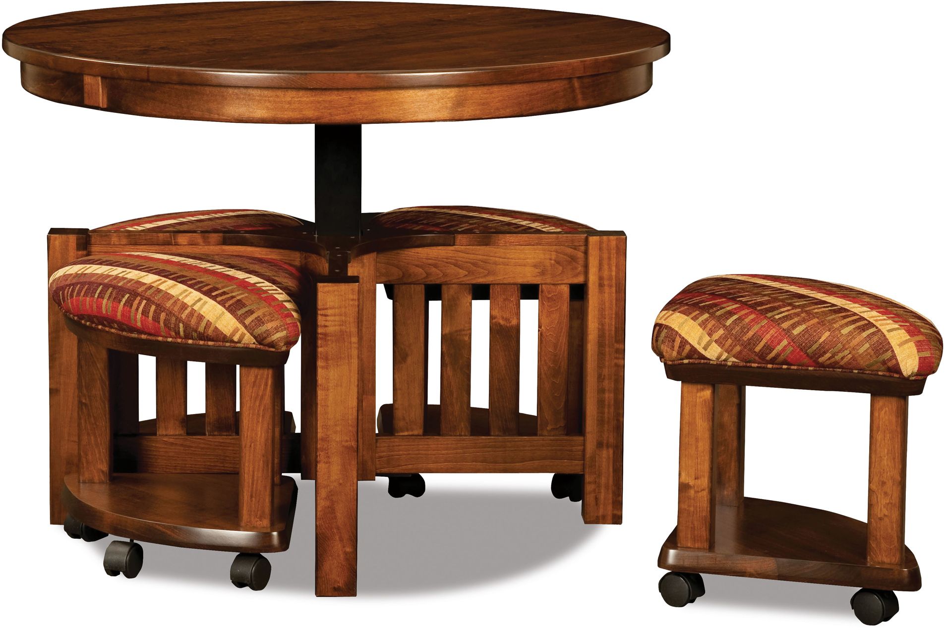 5 Piece Round Table Bench Set | Custom Amish Furniture Within 2 Piece Round Console Tables Set (Photo 20 of 20)