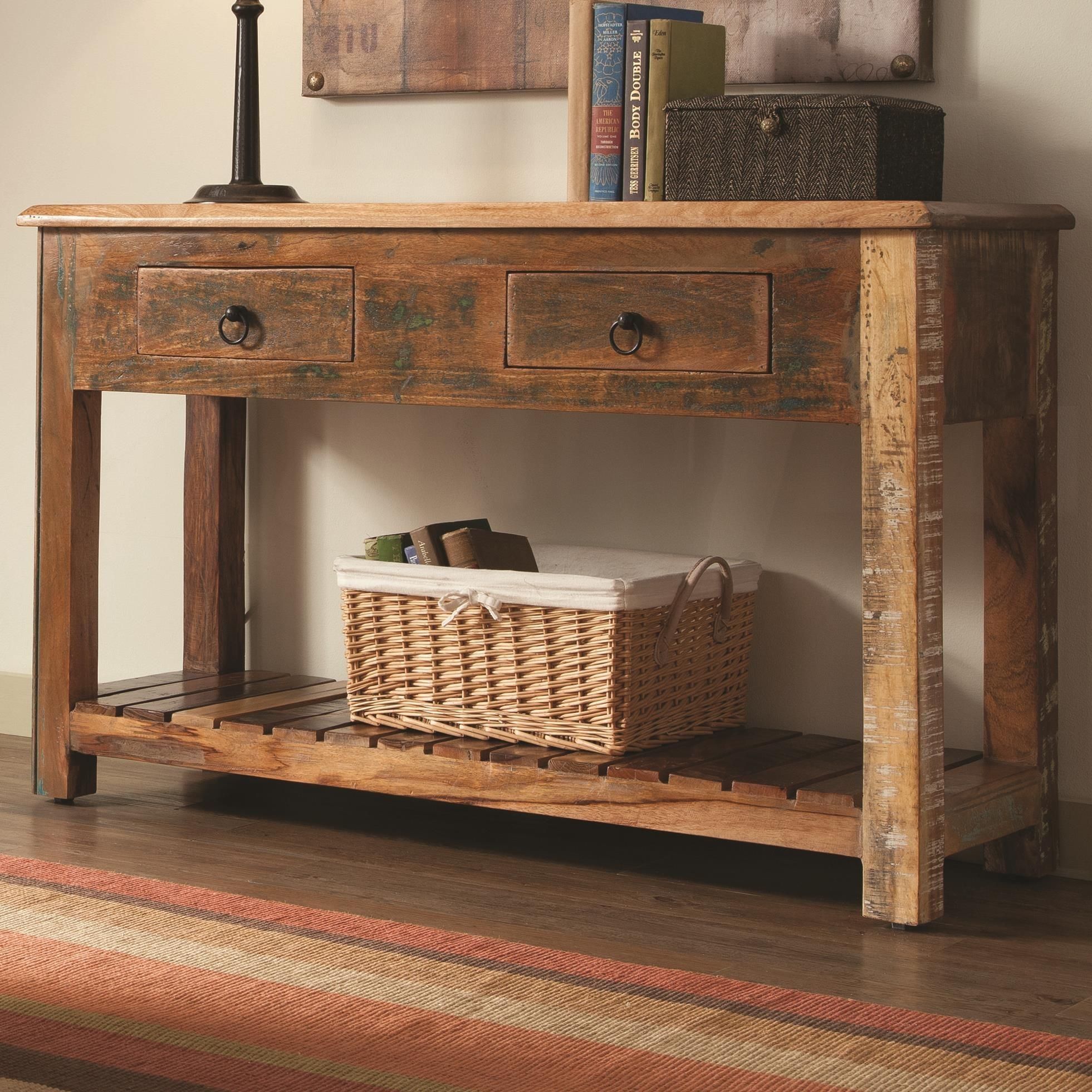 950364 Rustic Drawer Console Table From Coaster (950364 In Rustic Walnut Wood Console Tables (View 16 of 20)
